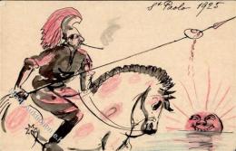 Handgemalt Soldat Pferd  Künstlerkarte I-II Peint à La Main - Unclassified