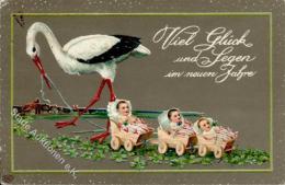 STORCH - Neujahrs-Prägekarte Mit Babys 31.12.13  I-II - Unclassified