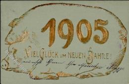 Jahreszahl 1905 Schwein  Prägedruck I-II Cochon - Non Classés