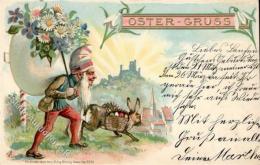 Zwerg Hase Ostern Lithographie / Prägedruck 1902 I-II Paques Lutin - Non Classés