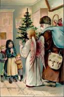 Weihnachtsmann Engel Kinder  Prägedruck I-II Pere Noel Ange - Unclassified