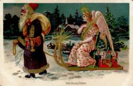 Weihnachtsmann Engel Spielzeug Schlitten  Prägedruck I-II (Marke Entfernt) Pere Noel Jouet Ange - Zonder Classificatie