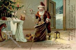 Weihnachtsmann Kind Puppe Spielzeug  Prägedruck 1904 I-II Pere Noel Jouet - Unclassified