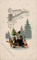 Weihnachtsmann Kinder  Künstlerkarte I-II (fleckig) Pere Noel - Unclassified