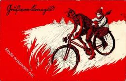 Krampus Kind Fahrrad Künstlerkarte I-II Cycles - Ohne Zuordnung