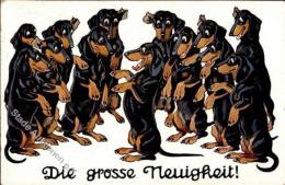 Dackel Die Grosse Neuigkeit Künstlerkarte 1914 I-II - Dogs