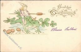 Frosch Zwerg Pilze Präge-Karte 1899 I-II Grenouille Lutin - Non Classés