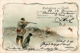 Jagd Einladung Jäger Hund  1901 I-II Chasse Chien - Caccia