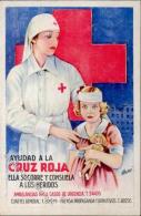 Rotes Kreuz Barcelona  Spanien Sign. Antoli Frau Kind Puppe  Künstlerkarte I-II - Rode Kruis