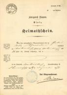 Politik Königreich Bayern Heimatschein 1871 I-II - Sonstige & Ohne Zuordnung