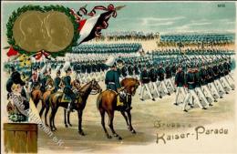 Kaisermanöver Kaiser Wilhelm II U. Auguste Victoria Prägedruck I-II - Uniforms