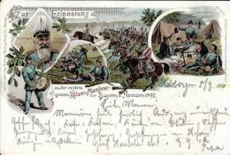 Kaisermanöver Zw. Kärlich Und Kettig U. Zw. Nieder-Erlenbach Und Biebelried Lithographie 1897 I-II - Uniforms