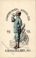 WK I Schwerer Minen Werfer Zug K.B.M.W. Ers. Batl. Nr, 1 Sign. Neidhardt, K. 1918 Künstler-Karte I-II - Non Classés