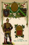 Regiment Nr. 102 3. Königl. Sächs Inf. Regt. Präge-Karte 1917 I-II - Régiments