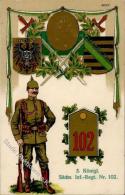 Regiment Nr. 102 3. Königl. Sächs Inf. Regt. Präge-Karte 1917 I-II - Regimenten