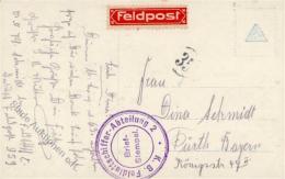 Feldpost WK I Bayern, 1914/18, K.B. Feldluftschiffer-Abteilung 2", Sw Fotokarte (Die Deutschen Barbaren), Nach Fürt - Zonder Classificatie