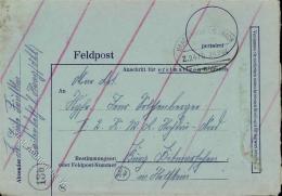 Feldpost WK II, 1944, Hellblauer FP-Vordruckbrief, 1. Gebrauch: BP-Oval HAAG .. MARBACH Z.2470 24.9.44", 2. Gebrauch: FP - Ohne Zuordnung