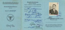 WK II Dokumente Ausweis Reichskulturkammer I-II - Unclassified