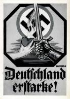 WK II Propagandakarte DEUTSCHLAND ERSTARKE!" Sign. Hans Kurth I" - Unclassified