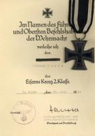WK II SS Division Orden Eiserne Kreuz 2. Klasse Mit Verleihungsurkunde I-II - Zonder Classificatie