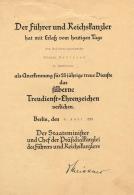 WK II Verleihungsurkunde Silberne Treuedienst Ehrenzeichen, Oetterer, Wilhelm II - Unclassified