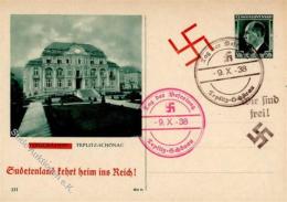 SUDETENLANDBEFREIUNG 1938 WK II - GSK Mit S-o TEPLITZ-SCHÖNAU 1938" I" - Ohne Zuordnung