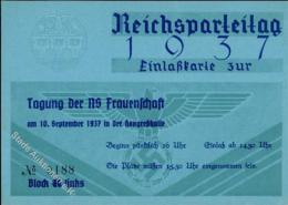 RP NÜRNBERG 1937 WK II - Präge - EINLAßKARTE Zur TAGUNG D. NS-FRAUENSCHAFT" I R!" - Zonder Classificatie