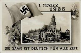 SAARBEFREIUNG 1935 - Flaggenkarte Rathaus Saarbrücken" Mit S-o I-II" - Non Classés