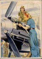 Propaganda WK II Frauen Schaffen Für Euch Im Flugzeugbau Sign. Gagelmann Künstlerkarte I-II (fleckig, Marke En - Unclassified