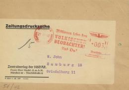 Propaganda WK II VÖLKISCHER BEOBACHTER - Prop-Brief Mit FRANCO-o MÜNCHEN 1942,I - Ohne Zuordnung