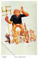 Antipropaganda WK II WK II Affen Schweine Sign. Wood, Lawson Künstlerkarte I-II Cochon - Ohne Zuordnung