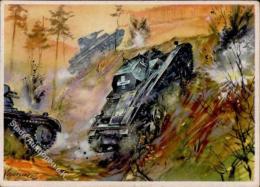 Panzer (WK II) WK II Sign. Gotschke Künstlerkarte I-II Réservoir - Unclassified
