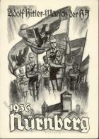 HJ Nürnberg Adolf Hitler Marsch 1936 WK II Künstlerkarte I-II - Unclassified
