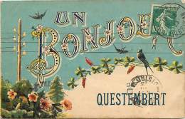 - Morbihan -ref-D96 - Questembert - Un Bonjour - Souvenir De ...- Hirondelles -  Carte Bon Etat - - Questembert