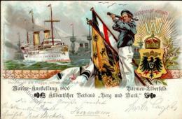 Marine (1900) Ausstellung Flagge Schwarz-Weiß-Rot Lithographie I-II Expo - Marines