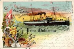 Norddeutscher Lloyd Postdampfer Prinz Waldemar Lithographie 1899 I-II (fleckig) - Non Classés