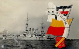 Marine WK I SMS Elsass Schwarz-Weiß-Rot Foto AK 1910 I-II - Unclassified