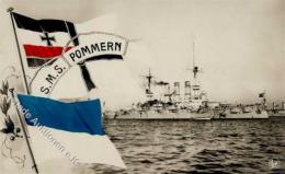Marine WK I SMS Pommern Schwarz-Weiss-Rot Foto AK I-II - Unclassified