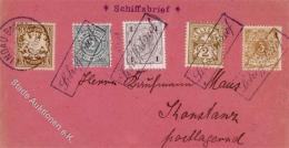 Bodenseeschiffspost, 1899, Ra1 Schiffsbrief", 5-Länderfrankatur Auf Rotem Umschlag, Rs. Ankunfts-DB "KONSTANZ 22.5. - Non Classés