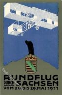 Flugereignis Rundflug Durch Sachsen  Künstlerkarte 1911 I-II Aviation - Ohne Zuordnung