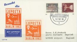 Flugpoststempel, BERLIN, LUPOSTA 1962, 1 Und 25 Pf Stadtbilder Mit Luposta"-Lochung Auf Sonderkarte (LUP 9B) "16.7.62", - Non Classificati