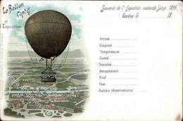 Ballon Le Ballon Captif Exposition Genf 1896 Lithographie I-II - Unclassified
