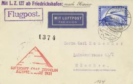 ZEPPELINBRIEF 1931 - Sieger 104a ÄGYPTENFAHRT, Ank-o, Mit DR 423 EF,I - Non Classés