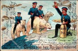 Expedition Nordpol Nordpolreserve Eisbär Flugzeug Ballon Humor Künstlerkarte 1911 I-II Aviation - Ohne Zuordnung