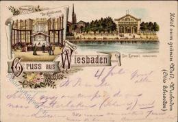 Vorläufer Wiesbaden (6200) Kochbrunnen Kursaal Lithographie 1890 I-II - Non Classés