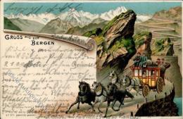 Gruss Aus Den Bergen Postkutsche  Lithographie 1899 I-II Montagnes - Ohne Zuordnung
