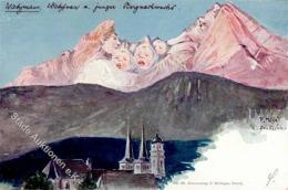 Berggesichter Sign. Hass, F. Watzmann Watzfrau Und Junger Bergnachwuchs Künstler-Karte I-II (kleiner Einriss) Face - Ohne Zuordnung