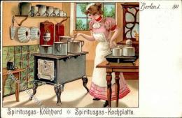 Werbung Spiritusgas Kochherd Frau  Lithographie I-II Publicite - Ohne Zuordnung