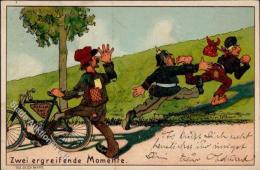 Fahrrad Polizei Humor Künstlerkarte 1906 I-II Cycles - Non Classificati