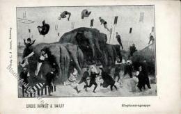 Zirkus Barnum & Bailey Elefantengruppe  Künstlerkarte I-II - Circo